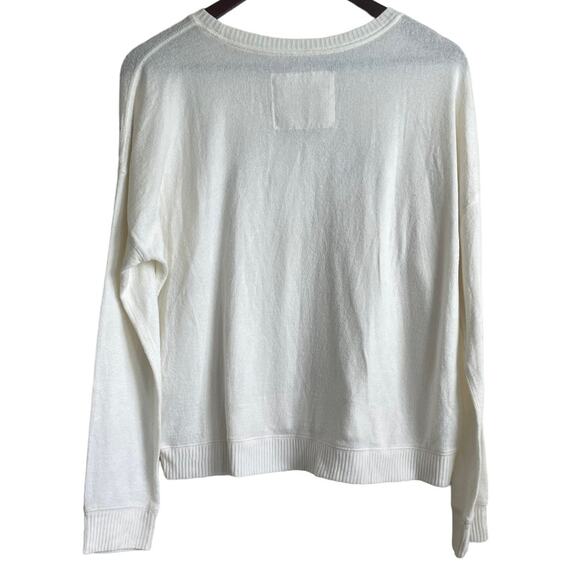 Y2K Abercrombie & Fitch Women Loungewear Top Ivory M Sequins Graphic Soft Preppy - Picture 3 of 9